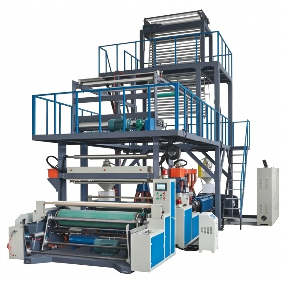 HDPE LDPE ABC Üç Katmanlı Co Ekstrüzyon Film Şişirme Makinesi